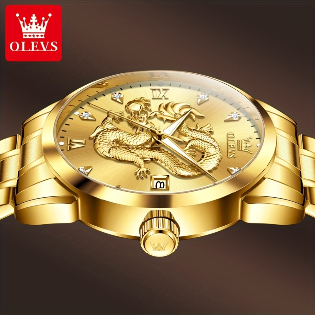 OLEVS New Luxury Business Luminous Quartz Stainless Steel Watches for Men Original Top Brand Fashion Men'S Wrist Watches Golden Trend High Quality Best Selling Men'S Watches, Fashion Watches for Men, Mechanical Watches for Me
