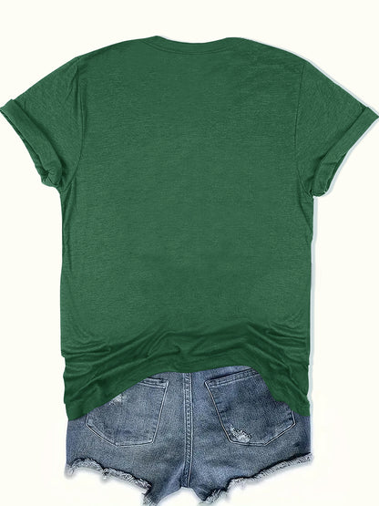 Women'S Green Plant Print T-Shirt with "Just One More" Slogan & Cactus/Succulent Design - Breathable Round Neck Casual Streetwear Top for Gym, Casual Attire, All-Season Comfort - Funny Botanical Graphic Tee for Plant Lovers,