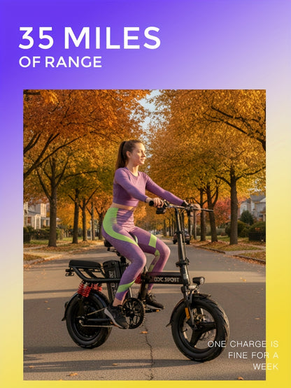 700W Folding E-Bike for Adults: Tackle 25° Hills & 20MPH Speeds. 35-Mile Range with 48V 20Ah Removable Battery, 385LBS Capacity & 11-Layer Shock Absorption for A Smooth Ride. Your All-in-One Commute & Adventure Solution