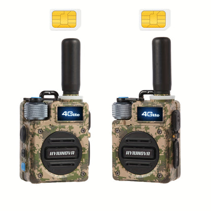 HYIUNOVA 4G LTE PoC Walkie Talkies (2-Pack, SIM Cards Included) - Nationwide/Global Coverage Push-to-Talk Radios, Metal Mini Body, Long Battery, USB-C, 5000 KM Range - G6, Portable Radios, Emergency Communication, Compact Des