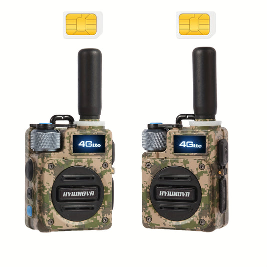 HYIUNOVA 4G LTE PoC Walkie Talkies (2-Pack, SIM Cards Included) - Nationwide/Global Coverage Push-to-Talk Radios, Metal Mini Body, Long Battery, USB-C, 5000 KM Range - G6, Portable Radios, Emergency Communication, Compact Des