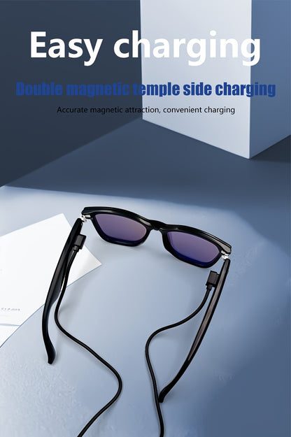 Smart Glasses with Magnetic Frame, 3 Lens Colors, Built-in Microphone, HD Calling, HiFi Music, Touchpad Control, TWS Technology, Compatible with iPhone/ Android, AI Voice Assistant, USB Charging, Non-Waterproof, Ideal for Out