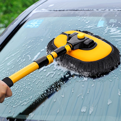 EAFC Car Wash Brush Mop with Long Handle, Replaceable Microfiber Brush Head, with 15° Curved 3 Section Extension Pole, Car Detailing Brush, Car Wash Brush, Easy to Clean, Durable Material, Suitable for Home, Car, RV, Truck