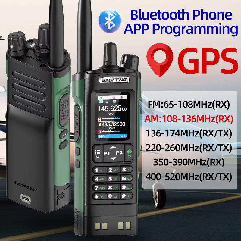 Baofeng UV-32 10W GPS Two-Way Radio, U/ V Cross-Band Repeater, NOAA Weather Alert, Long Range UHF Handheld Walkie-Talkie Suitable for Hobbyists, Outdoor Activities, Camping, Hiking, Emergency Communication Equipment, Camping
