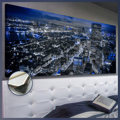 1pc Wooden Framed City View Painting Canvas, Good Gift for Friend, Pattern Art for Home Decoration, Wall Decor for Living Room, Bedroom, Office, Bar, Restaurant, Waterproof, Odorless Painting, High Quality Waterproof Framed,