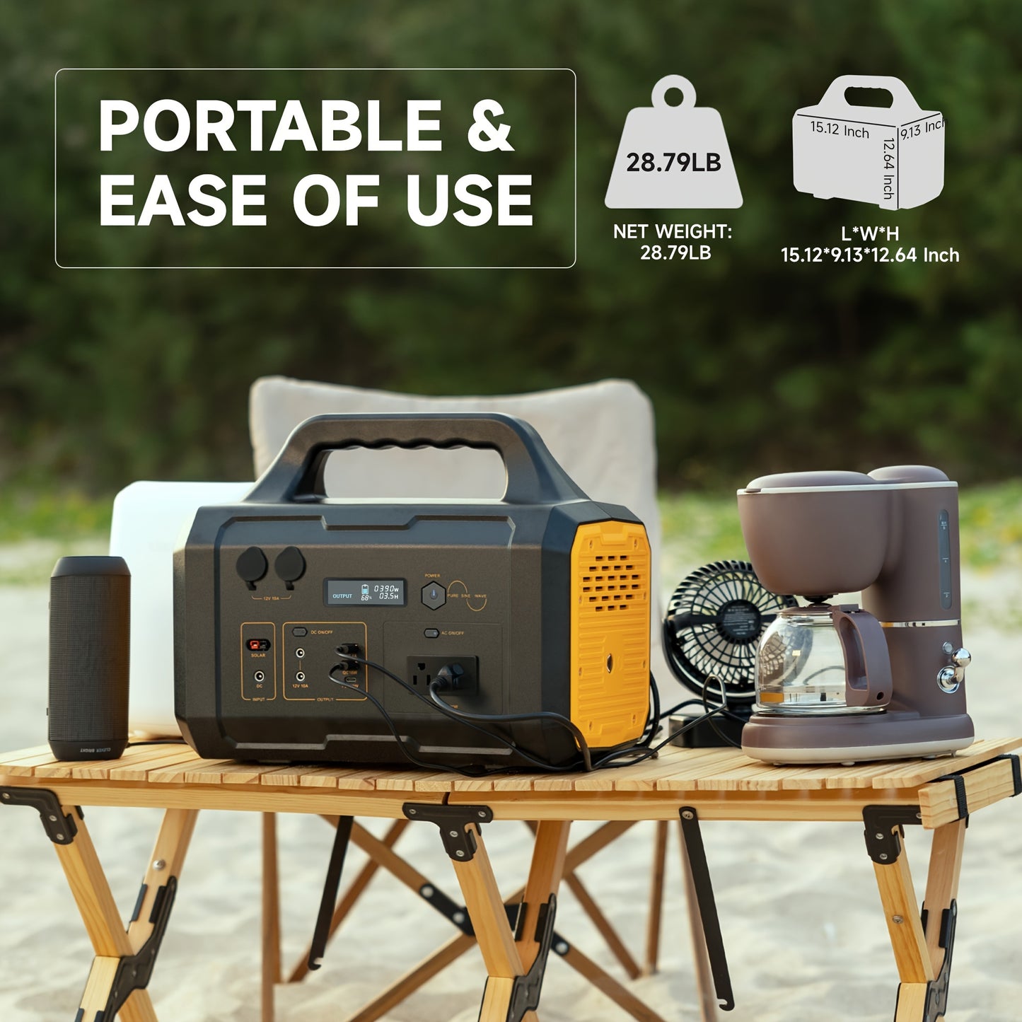 1075Wh Portable Power Station with 200W Solar Panel, Dual Source (Battery/Solar), Fast Charging, Lithium Battery, US Plug, Ideal for Camping, RV, Hunting & Emergency Outdoor Use, Portable Charger Power Bank