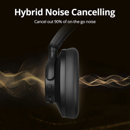 Tronsmart Hybrid ANC Wireless Headphones, Hybrid Active Noise Cancellation, 60 Hours Playtime, Foldable Headset, Hi-Res Audio, 90° Swiveling Earpads, Pair with 2 Devices, App Control, Comfortable Fit for Extended Use, Connec