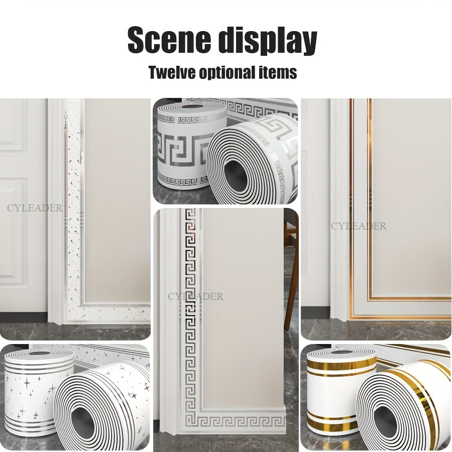 1 Roll, 197 inches x 3.94 inches, Large Roll Thickened Version, European Style Marble Tile Panel Wallpaper, Self-Adhesive PVC Faux Brick, Peel and Stick, DIY Removable No Residue, Waterproof, Wear-Resistant, Long Lifespan, Be