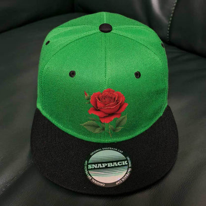 Snapback Baseball Cap with Red Rose Floral - Black & Red Two-Tone Hat, Lightweight Breathable Polyester for Men & Women, Adjustable Closure for Everyday, Sports, Parties, Camping - Ideal Gift for Father's Day, Easter, Ramadan