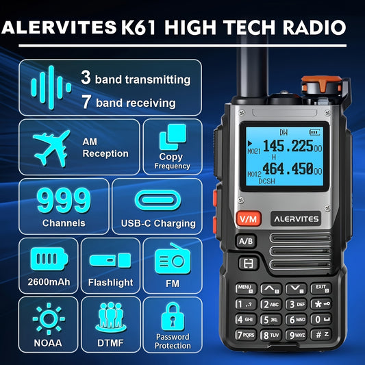 ALERVITES 2pcs AT-K61 Intercom Radio TYPE-C Charging Dual Band NOAA FM Bidirectional Radio, Emergency Communication, Disaster Preparedness, Handheld Transceiver, Lightweight Radio, USB Powered, Durable Construction, Wireless