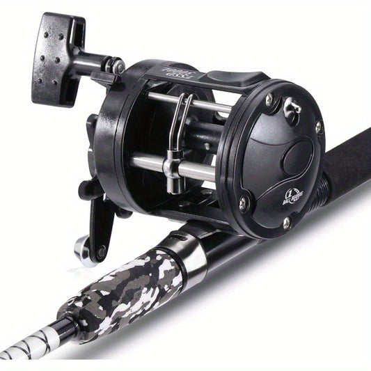 Conventional Reel and Fiberglass Fishing Rod Combo, Medium Heavy for Catfish Angling