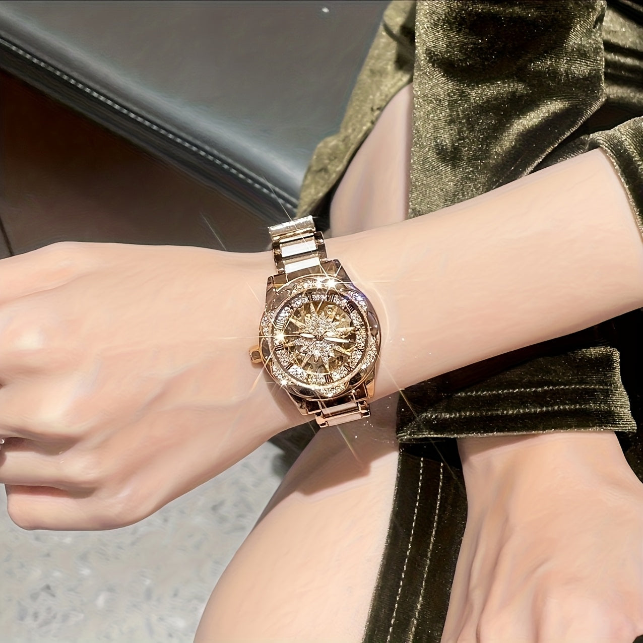 Fashionable Women'S Watch with Sunflower Design, Suitable for Swimming And Daily Wear.