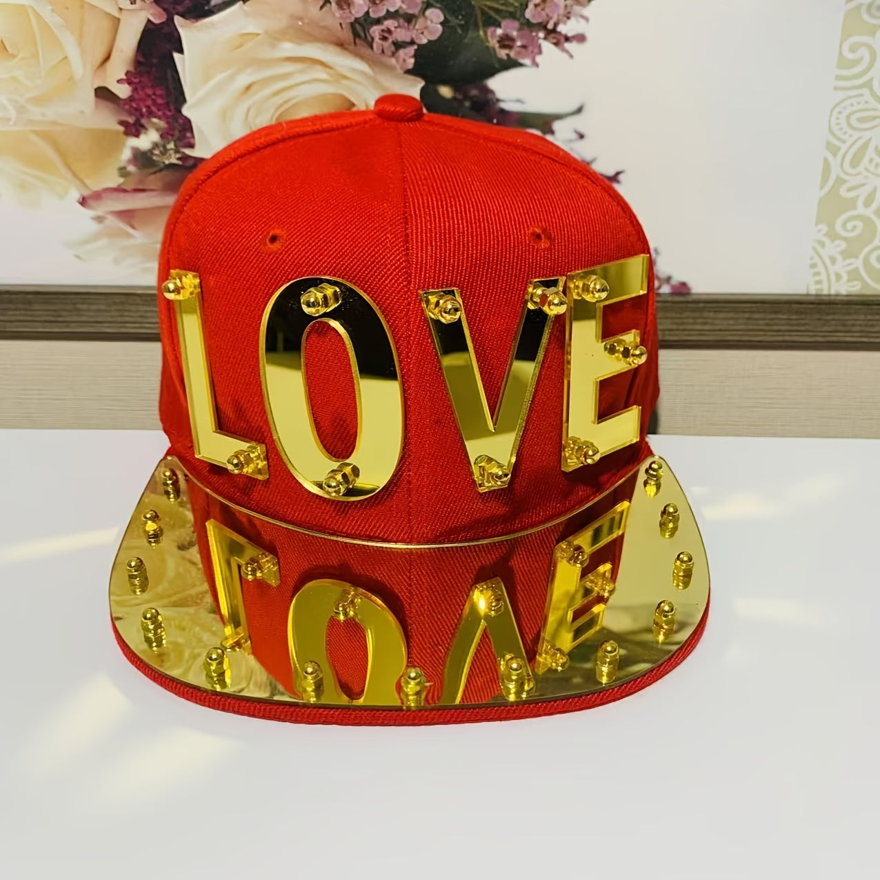 New Personalized Acrylic Letter Flat-Brimmed Punk Handmade Street Dance Baseball Cap for Both Men And Women.