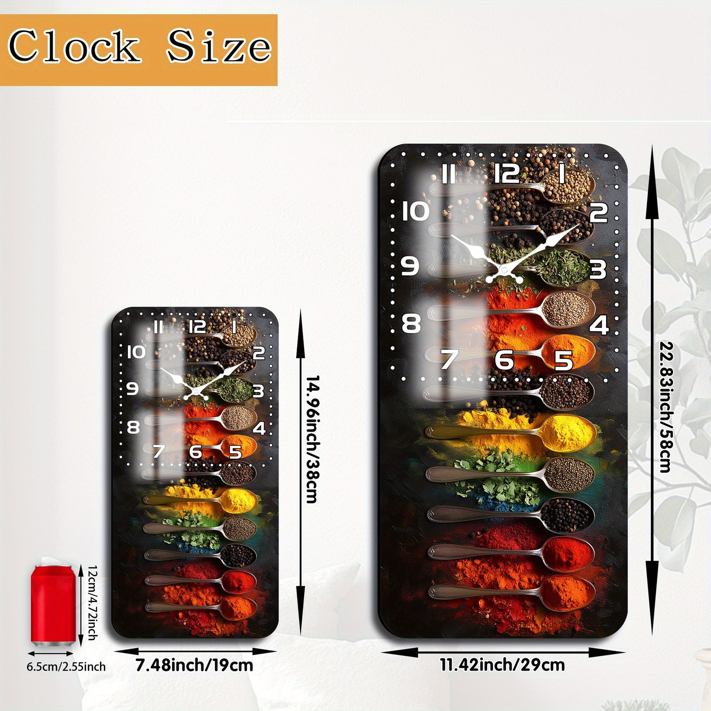 1pc Fantasy Round Wall Clock, Spice Kitchen Decorative Clock, Wooden Wall Clock, Suitable for Kitchen, Living Room, Bedroom Decoration, Ideal Birthday, Thanksgiving, New Year Gift, AA Battery Powered