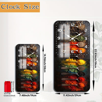 1pc Fantasy Round Wall Clock, Spice Kitchen Decorative Clock, Wooden Wall Clock, Suitable for Kitchen, Living Room, Bedroom Decoration, Ideal Birthday, Thanksgiving, New Year Gift, AA Battery Powered