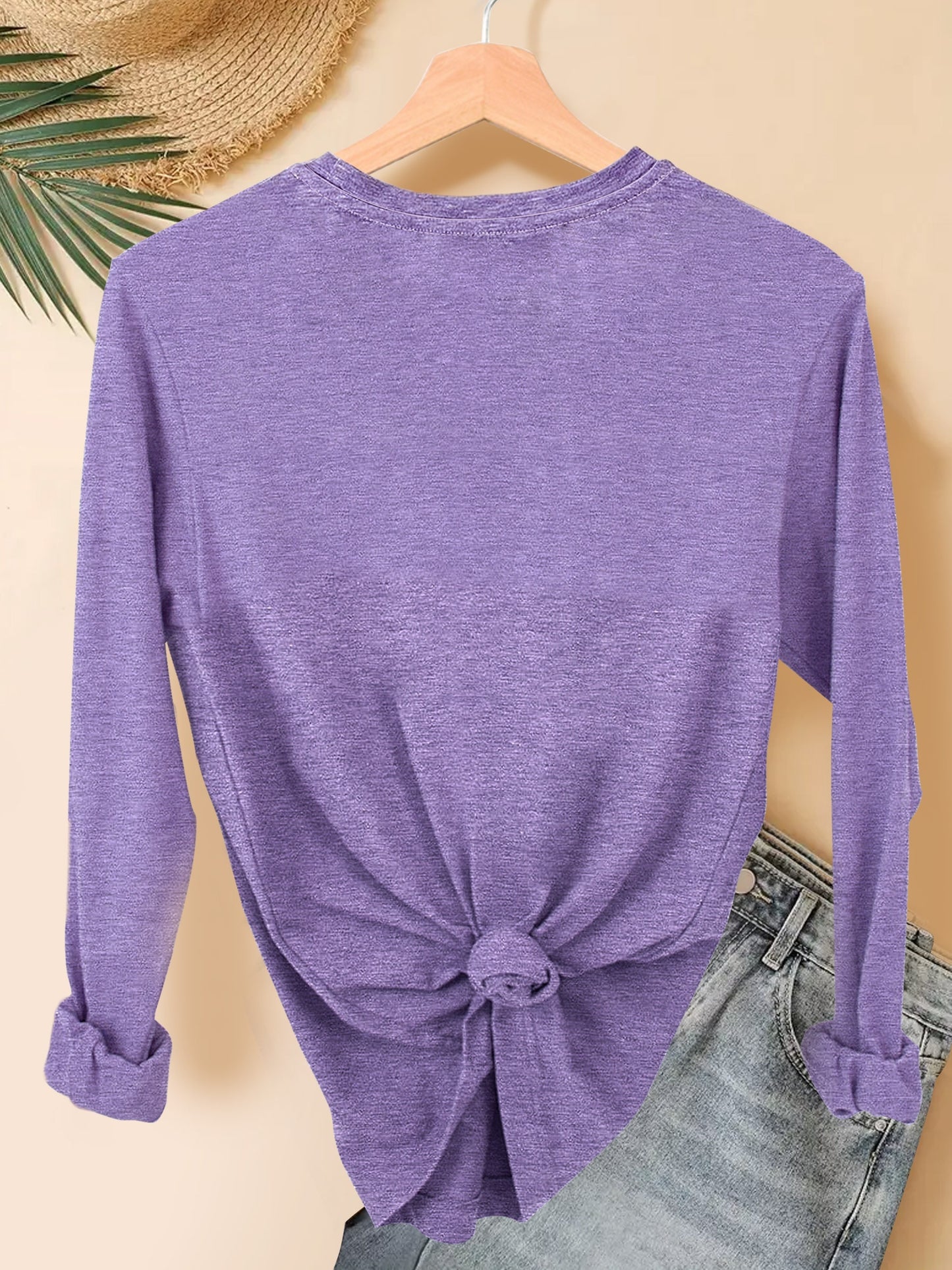 [Holiday Santa Shirt] Women's Funny Naughty Christmas T-Shirt - "Naughty Checklist" Long Sleeve Casual Top with Santa Hat & Candy Cane Print, Soft Stretch Round Neck Holiday Party Outfit (Purple, S-XXL) - Machine Washable All