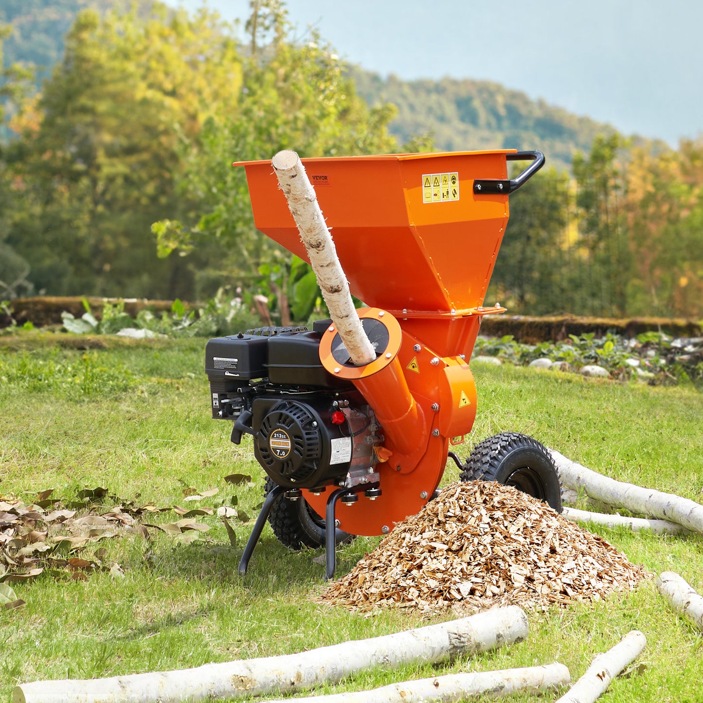 VEVOR Wood Chipper Shredder Mulcher 7HP Heavy Duty Gas Powered 3” 212cc/ 420cc, 4.1kw/4.1kw