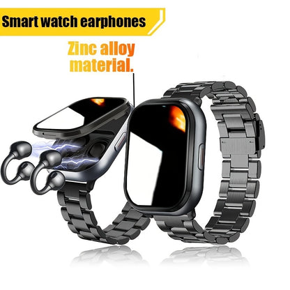 New 2-in-1 Multifunctional Smartwatch with Steel Strap, Black/Silver 2 Colors Available, Supports Call Reception, 2.01-Inch HD Screen, TWS Wireless Earbuds