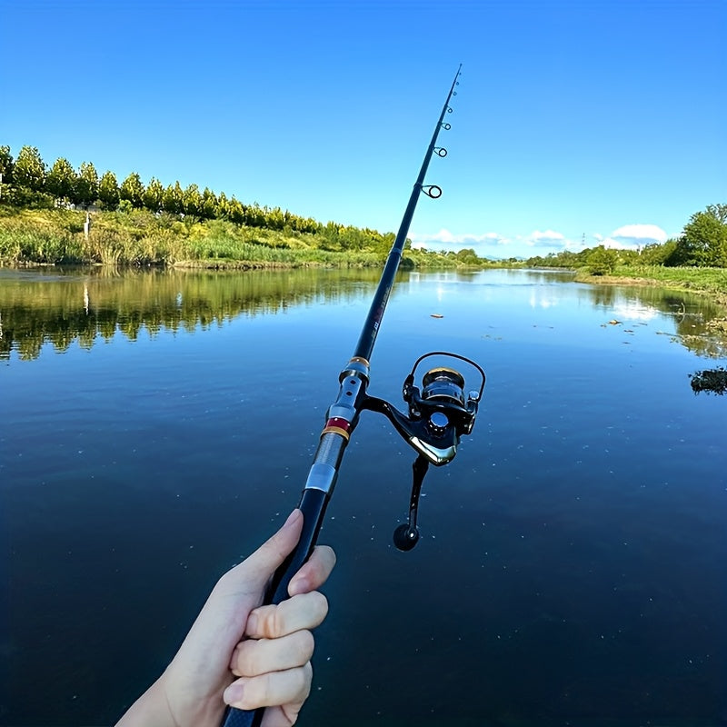 [GHOTDA Fishing Rod & Reel] GHOTDA Telescopic Fishing Rod & Reel Combo - 70-140 Inch Carbon Fiber, Lightweight, Adjustable, Medium-Fast Action, Super Hard, Freshwater & Saltwater, Spinning Technique, Portable, Foldable, Durab