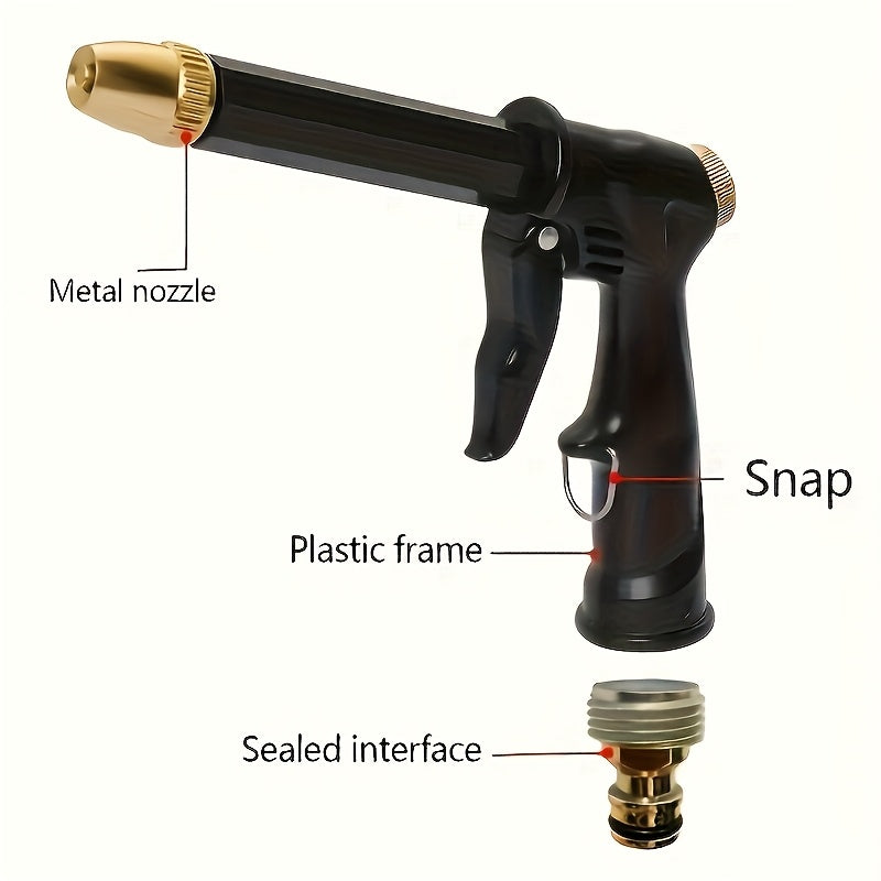 1pc High-Pressure Motorcycle& Car Wash Water Gun- Durable Plastic Construction, Adjustable Nozzle with Garden Hose Connector, Ergonomic Grip for Bikes, Vehicles, Cars, SUVs, Trucks- Heavy-Duty Manual Pressure Washer Tool, Out