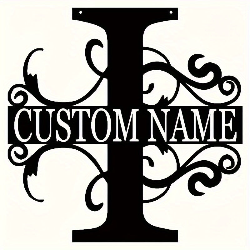 Customized Metal Surname Sign - Personalized Black Art Deco Wall Decor, Reusable Matte Finish, Detachable Pre-pasted Metal Accent - For Home Decor - Suitable for Living Room, Bedroom, Garden, Outdoor Spaces - Unique Gift for