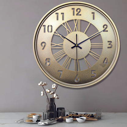 One 16-inch large wall clock, silent with no ticking sound, battery-powered digital clock, industrial metal indoor clock, suitable for living rooms, kitchens, cafes, home decor - available in black, Golden, and Silvery