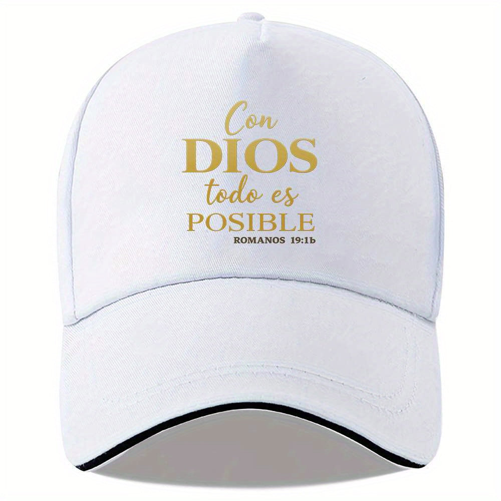 1pc Men's Spanish Inspirational Baseball Cap with Romans 4:17 Bible Verse - Adjustable Snapback, Lightweight Non-Stretch Fabric, Black & Golden Lettering for Running, Gym, Outdoor Sports - Christian Faith Hat for Men