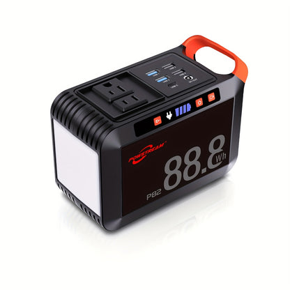 POWSTREAM 88.8Wh/237Wh Portable Power Station With AC Outlet 80W, 24000mAh Solar Generator With Panel 21W/60W Included, Solar Powered Power Bank For Outdoor Camping Adventure Home Backup Emergency RVs