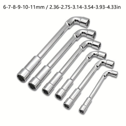 L-Shaped Perforated Socket Wrench Set - Car Repair Tools with Hexagonal Sockets - Mechanic'S Hand Tools - Iron Alloy Body - MYS Brand