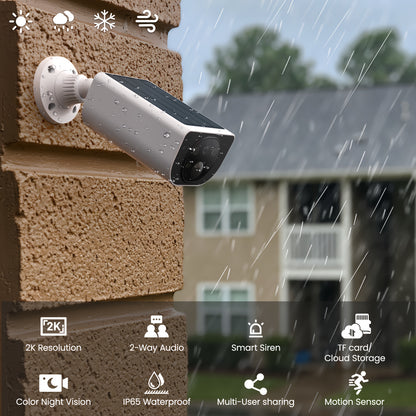 Wansview Solar Security Cameras Wireless Outdoor High Quality, Wireless Security Camera, 2K HD Resolution, Color Night Vision, Two-Way-Audio, Motion Detection, SD Card/Cloud Storage, Compatible with Alexa/Google Home