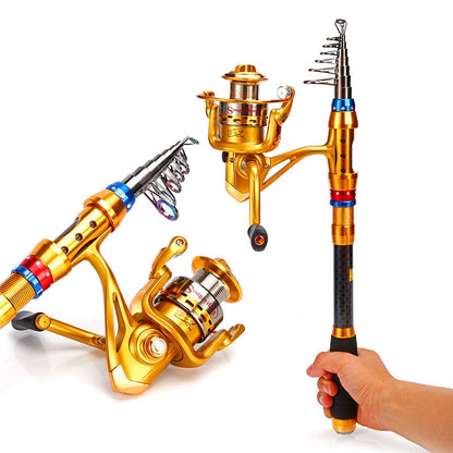 Carbon 70.87-141.73inch Telescopic Fishing Rod With Spinning Reel, Fishing Rods And Reels Set For Travel Saltwater Freshwater, Fishing Set