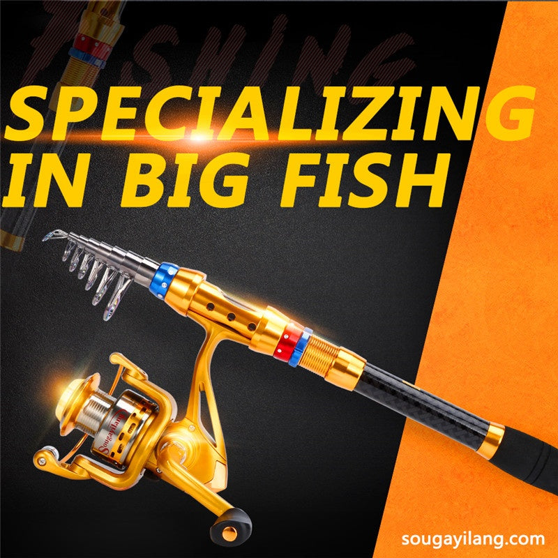 Carbon 70.87-141.73inch Telescopic Fishing Rod With Spinning Reel, Fishing Rods And Reels Set For Travel Saltwater Freshwater, Fishing Set