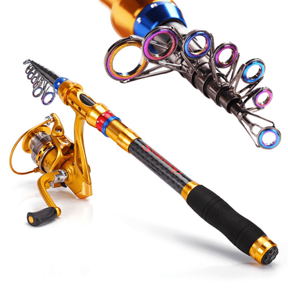Carbon 70.87-141.73inch Telescopic Fishing Rod With Spinning Reel, Fishing Rods And Reels Set For Travel Saltwater Freshwater, Fishing Set