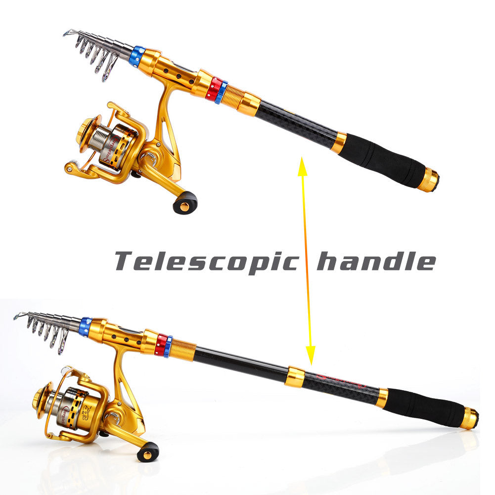 Carbon 70.87-141.73inch Telescopic Fishing Rod With Spinning Reel, Fishing Rods And Reels Set For Travel Saltwater Freshwater, Fishing Set