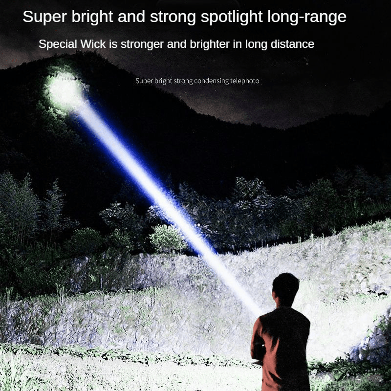 1pc High-Intensity LED Flashlight with Rechargeable 4000mAh Battery, Design, Magnetic Base & COB Side Lamp – Perfect for Camping, Fishing, Hunting, Car Repairs & Emergencies, Camping Essentials | Robust Flashlight Design |