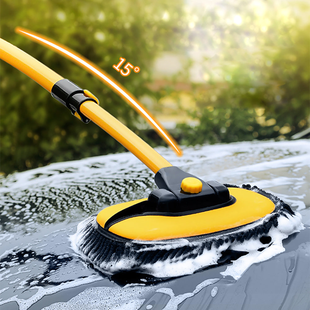 EAFC Car Wash Brush Mop with Long Handle, Replaceable Microfiber Brush Head, with 15° Curved 3 Section Extension Pole, Car Detailing Brush, Car Wash Brush, Easy to Clean, Durable Material, Suitable for Home, Car, RV, Truck