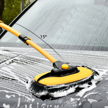 EAFC Car Wash Brush Mop with Long Handle, Replaceable Microfiber Brush Head, with 15° Curved 3 Section Extension Pole, Car Detailing Brush, Car Wash Brush, Easy to Clean, Durable Material, Suitable for Home, Car, RV, Truck