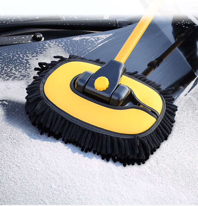 EAFC Car Wash Brush Mop with Long Handle, Replaceable Microfiber Brush Head, with 15° Curved 3 Section Extension Pole, Car Detailing Brush, Car Wash Brush, Easy to Clean, Durable Material, Suitable for Home, Car, RV, Truck