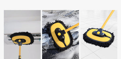 EAFC Car Wash Brush Mop with Long Handle, Replaceable Microfiber Brush Head, with 15° Curved 3 Section Extension Pole, Car Detailing Brush, Car Wash Brush, Easy to Clean, Durable Material, Suitable for Home, Car, RV, Truck