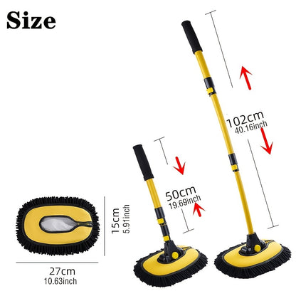 EAFC Car Wash Brush Mop with Long Handle, Replaceable Microfiber Brush Head, with 15° Curved 3 Section Extension Pole, Car Detailing Brush, Car Wash Brush, Easy to Clean, Durable Material, Suitable for Home, Car, RV, Truck