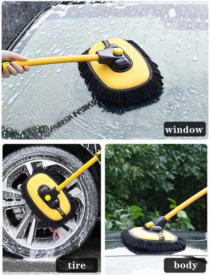 EAFC Car Wash Brush Mop with Long Handle, Replaceable Microfiber Brush Head, with 15° Curved 3 Section Extension Pole, Car Detailing Brush, Car Wash Brush, Easy to Clean, Durable Material, Suitable for Home, Car, RV, Truck
