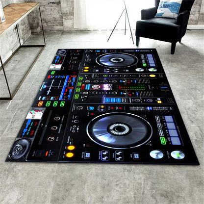 Vibrant DJ-Themed Washable Area Mat - Music-Inspired Design with Turntables & Lights, Durable Polyester Mat for Bedroom, Living Room, or Playroom Decor, Perfect for Halloween, Christmas, Easter, Father'S Day, and Mother'S Day