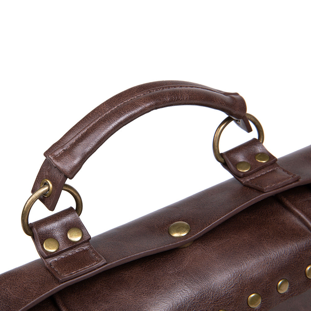 Vintage Steampunk Shoulder Bag - Brown with Gear Accents, Detachable Crossbody Strap, Perfect for Halloween & Parties, Gothic Purse