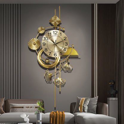Modern Minimalist Wall Clock - Large Easy-to-Read Numbers, Golden-Tone Hands, Battery-Powered (AA Not Included) - for Living Room, Office, Bedroom - Scandinavian & Industrial Decor - Durable Iron Construction - 43.6x5x86cm (1
