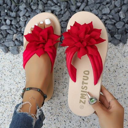 Women'S Plus-Size Floral Slip-Ons - Breathable Fabric with a Pink Flower Design, Comfortable Flat Soles Suitable for Indoor And Outdoor Walking, Home, And Casual Wear.
