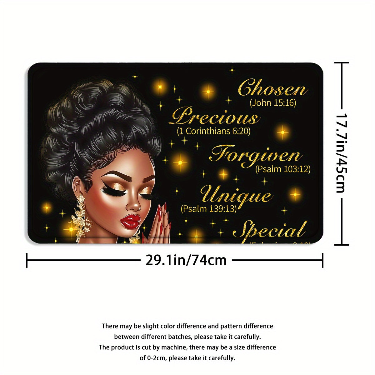 4pcs God Says I Am Bathroom Shower Curtain Sets, Praying African American Woman Shower Curtain Sets With Rugs, Inspirational Quotes Shower Curtain Set, With 12 Hooks, Bath Mat, U-shaped Bath Mat And Toilet Seat Cover, Decorat
