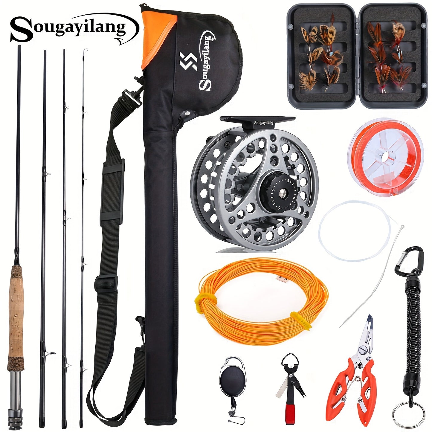 Sougayilang Ultimate Fly Fishing Kit - 4-Section Rod, 5/6 Reel, Line & Accessories for Freshwater Streams - Ideal for Beginners & Experienced Anglers - Perfect Gift for Fishing Enthusiasts
