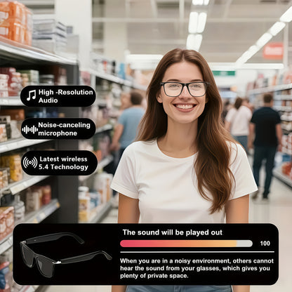 1080P Video Glasses with Real-Time Translation, 160 Languages, High-Definition Audio & 4K Motion Recording, Noise Reduction, Wireless Call, Wireless, Magnetic Charging - USB Rechargeable for TV, Mobile Phones, Laptops, Cyclin