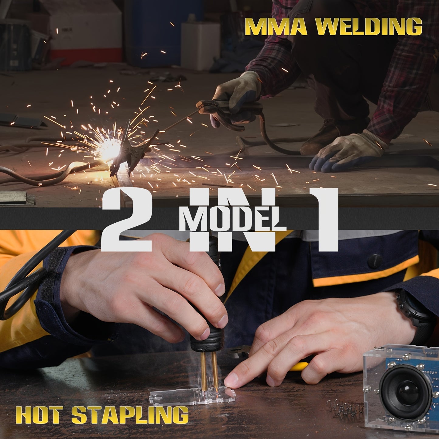 2in 1, 120A Stick Welder And 80W Plastic Welder Portable Inverter MMA ARC Welding Machine with Digital Display, Hot Stapler for Plastic Repair, 110V Welder for Car Repair, Home Maintenance