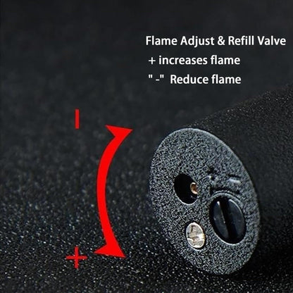 Stylish Push Lighter Designed for Outdoor Use, Featuring a Windproof Design And a Straight Blue Flame. This Mini Portable Spray Torch Is Refillable with Butane Gas And Has an Adjustable Flame. It'S an Ideal Gift for Your Boyf